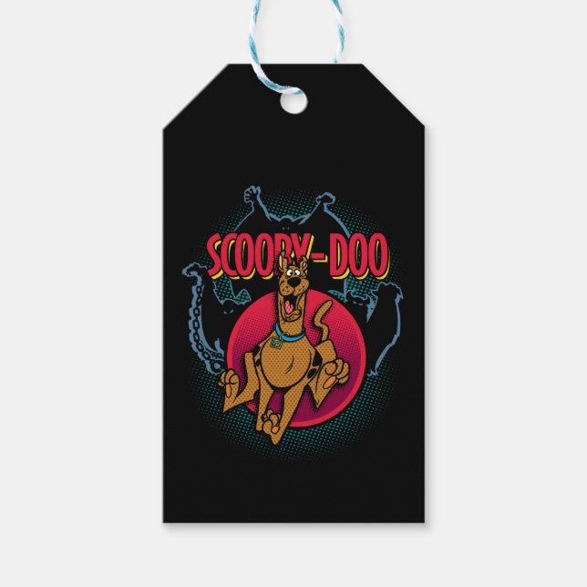 Étiquettes-cadeau Scooby-Doo fonctionnant des fantômes graphiques (Devant)