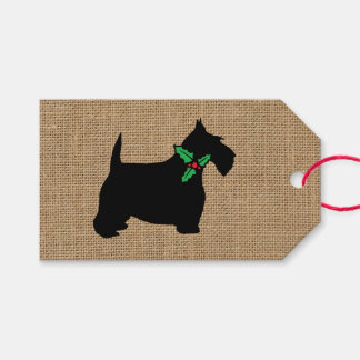 Étiquettes-cadeau Scottie Dog Holly Burlap