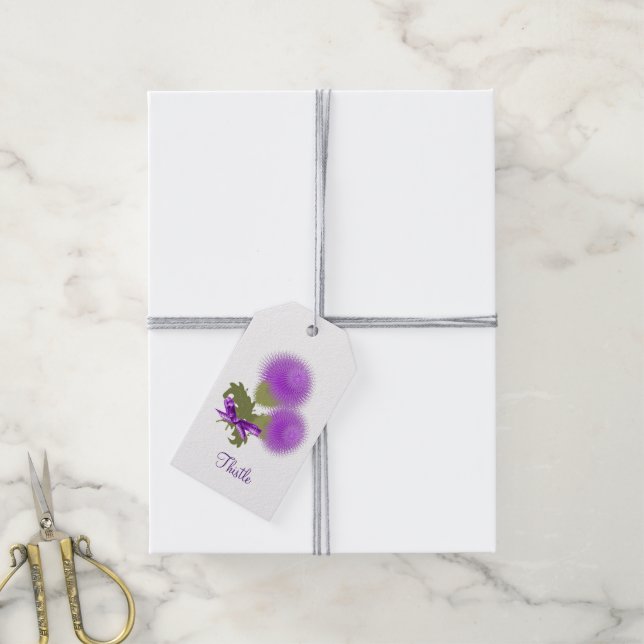Étiquettes-cadeau Scottish Thistle Floral Posy personnalisé (Avec de la ficelle)