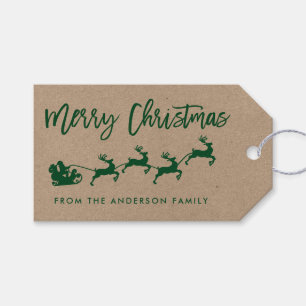 Étiquettes-cadeau Script de brosse moderne Kraft Père Noël Christmas