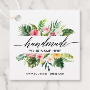 Étiquettes Cadeau Script de calligraphie artisanal Tropical Floral