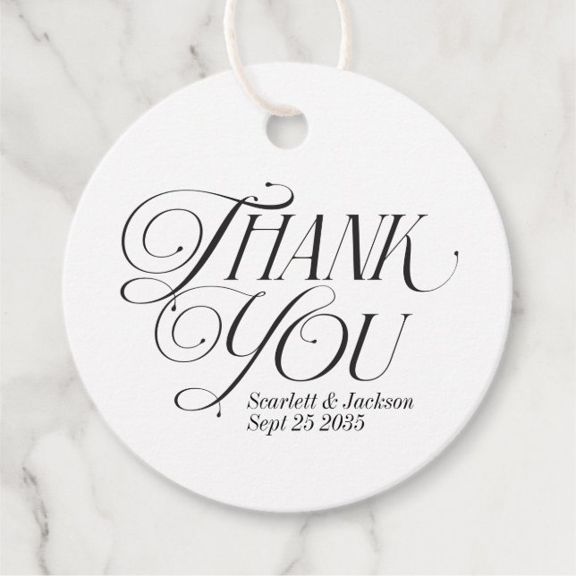 Étiquettes Cadeau Script de calligraphie de Merci élégant moderne (Devant)