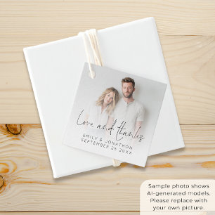 Étiquettes Cadeau Script de mariage moderne de superposition de phot