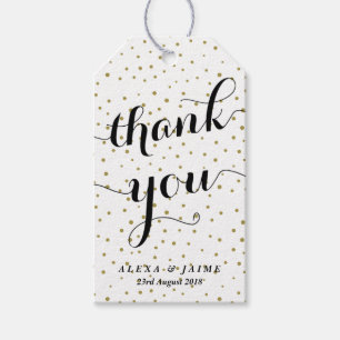 Étiquettes-cadeau Script de remerciement   Motif de points polka dor