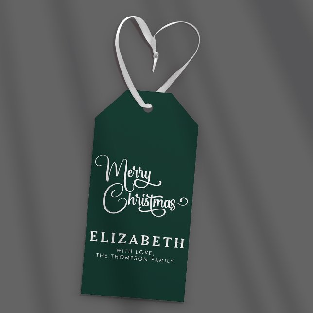 Étiquettes-cadeau Script élégant personnalisé Joyeux Noël personnali (Créateur téléchargé)