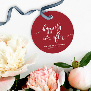Étiquettes Cadeau Script Heureux Jamais après le Mariage de couleur
