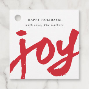 Étiquettes Cadeau Script manuscrit Joy Red Christmas Holiday Cadeau