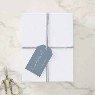 Étiquettes-cadeau Script minimal Personnalisé Félicitations Bleu