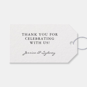 Étiquettes-cadeau Script minimaliste noir et blanc Merci personnalis
