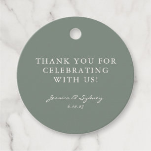 Étiquettes Cadeau Script minimaliste Vert Sage foncé Merci personnal