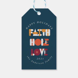 Étiquettes-cadeau script moderne coloré heureux vacances monogramme