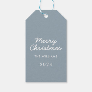 Étiquettes-cadeau Script moderne Dusty Bleu Joyeux Noël personnalisé