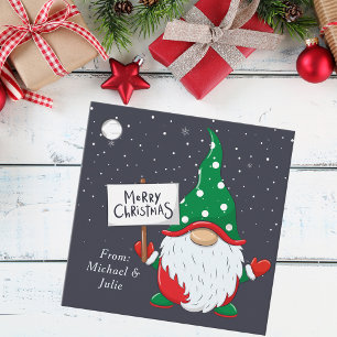 Étiquettes Cadeau Script moderne jote Gnome de Noël