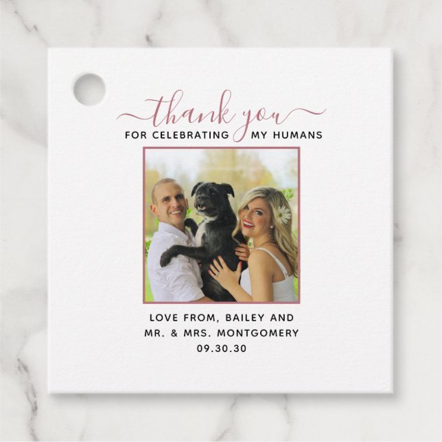 Étiquettes Cadeau Script moderne Personnalisé Animaux Mariages Photo (Devant)