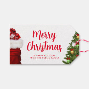 Étiquettes-cadeau Script personnalisé rouge vert Joyeux Noël Fêtes