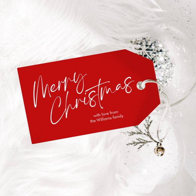 Étiquettes-cadeau Script Red Joyeux Noël (Créateur téléchargé)