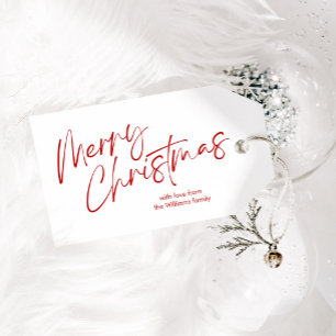 Étiquettes-cadeau Script Red Joyeux Noël
