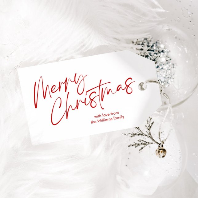 Étiquettes-cadeau Script Red Joyeux Noël (Créateur téléchargé)