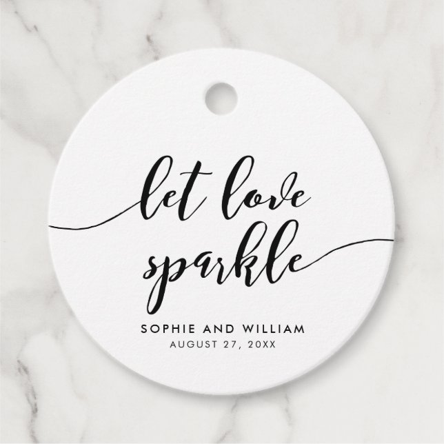 Étiquettes Cadeau Script Relax Laisser Amour Sparkle Mariage (Devant)