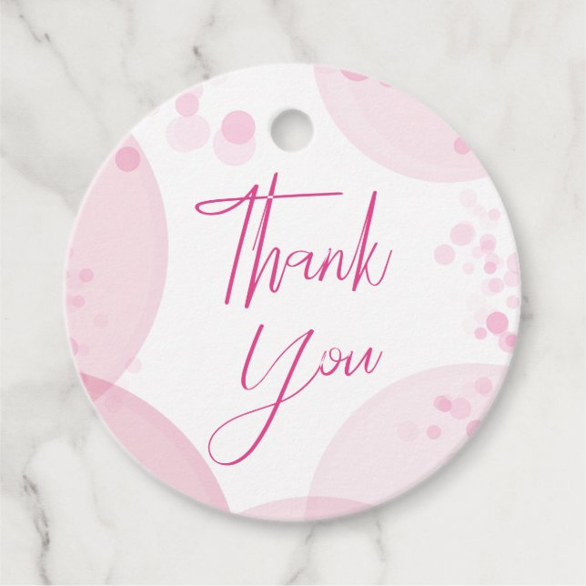 Étiquettes Cadeau Script rose simple et Merci blanc Bokeh (Devant)