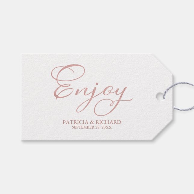 Étiquettes-cadeau Script simple et élégant Profitez de mariage favor (Devant (Horizontal))