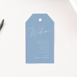 Étiquettes-cadeau Script Whimsical   Accueil Mariage bleu Dusty