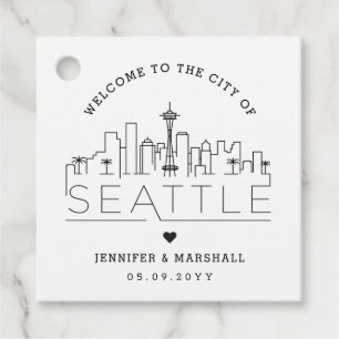 Étiquettes Cadeau Seattle Skyline Accueil Mariage