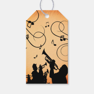 Étiquettes-cadeau Section Trumpet Jazz Musique Orange Rust