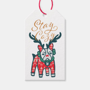 Étiquettes-cadeau Séjournez confortable   French Bulldog Reindeer Ch
