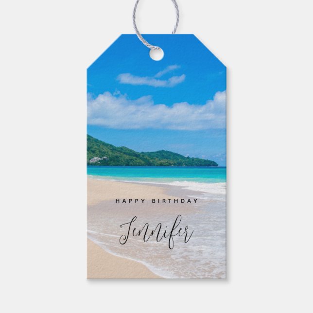 Étiquettes-cadeau Serene Tropical Destination Plage Pittoresque Anni (Devant)