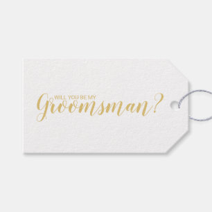 Étiquettes-cadeau Serez-Vous Mon Groomsman ? Or de script moderne