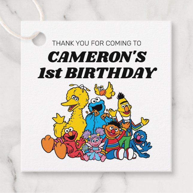 Étiquettes Cadeau Sesame Street Pals Anniversaire (Devant)