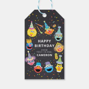 Étiquettes-cadeau Sesame Street Pals Confetti Joyeux Anniversaire De