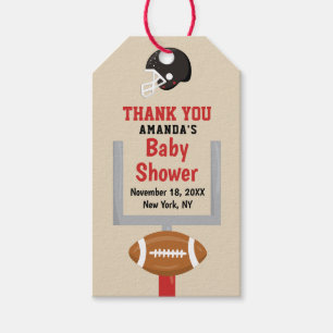 Étiquettes-cadeau Sexe Révéler Football Baby Boy Douche Merci