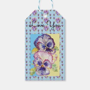 Étiquettes-cadeau Shabby Chic Pansy Blue Love You Tags cadeaux