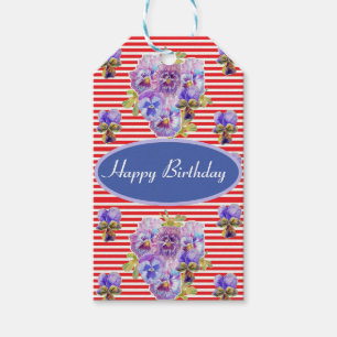 Étiquettes-cadeau Shabby rose Pansal Rose Floral Rouge