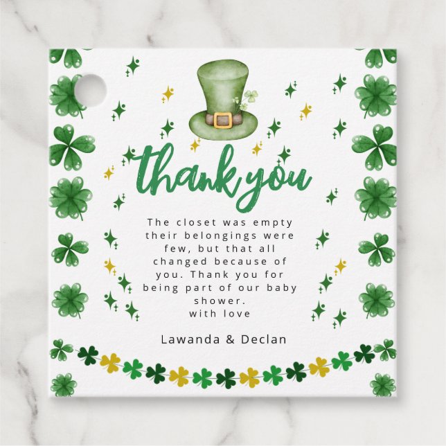 Étiquettes Cadeau Shamrock | Balises Merci (Devant)