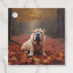 Étiquettes Cadeau Shar Pei dans l'automne Feuilles automne Inspire
