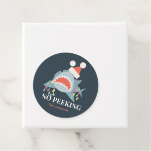 Étiquettes Cadeau Shark Joyeux Noël Fêtes Lumières Favoriser Tags