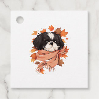 Étiquettes Cadeau Shih Tzu Fall Dog Automne quitte Thanksgiving Copi
