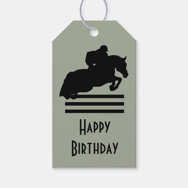 Étiquettes-cadeau Show Jumper Silhouette pour les amateurs de chevau (Devant)