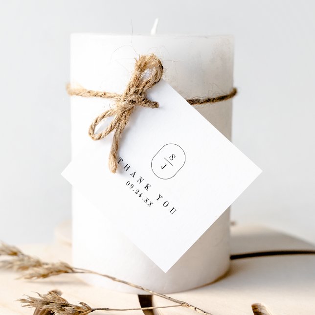 Étiquettes Cadeau SHYLAH Monogramme Noir Blanc Boho Mariage Merci (SHYLAH Monogram Black White Boho Wedding Thank You Favor Tags)