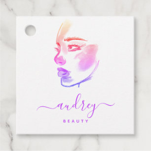 Étiquettes Cadeau Signature Chic Typographie violet et beauté QR