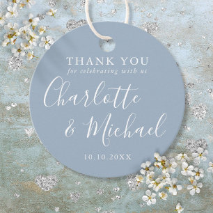 Étiquettes Cadeau Signature Script Dusty Merci bleu