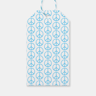 Étiquettes-cadeau Signe de Paix Bleu Moderne Rétro Amusant