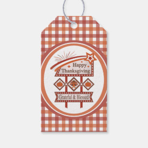 Étiquettes-cadeau Signe rétro gracieux et béni du bon thanksgiving