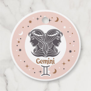 Étiquettes Cadeau SIGNE Zodiaque Texte Personnalisé Gemini