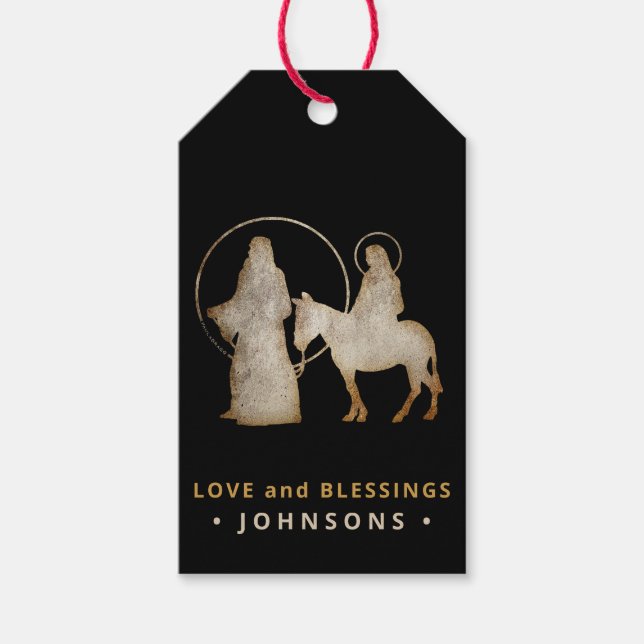 Étiquettes-cadeau Silhouette de la Nativité de Noël (Devant)