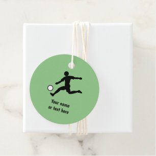 Étiquettes Cadeau Silhouette du joueur de football avec balle sur ve