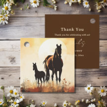 Silhouette Mare et Foie Sunset Horse Baby shower